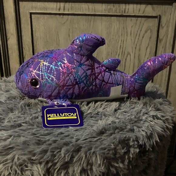 Kellytoy Sparkling Purple Fish Plush - Picture 1 of 5